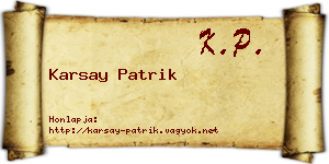 Karsay Patrik névjegykártya